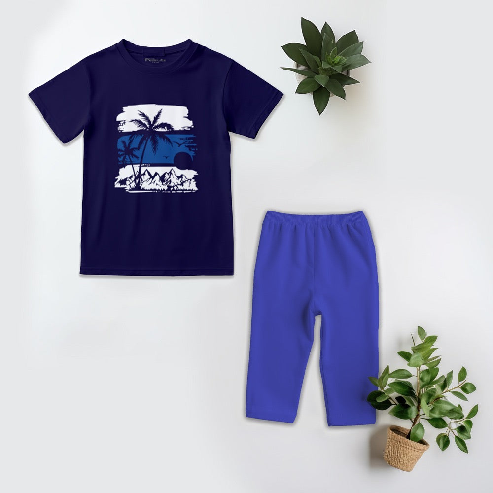 Kids Soft Cotton Beach Tree Pajama Suit
