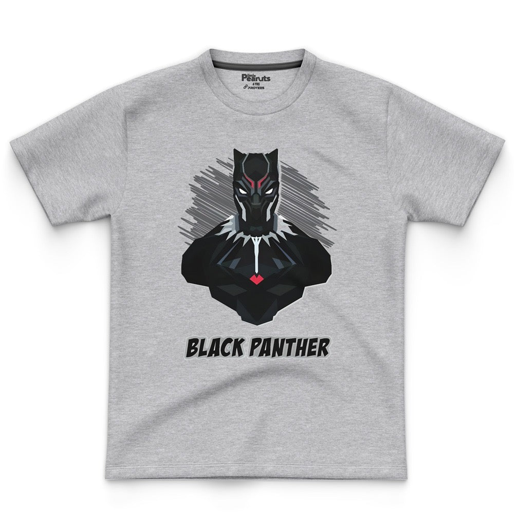 HEATHER GREY COTTON- BLACK PANTHER TEE