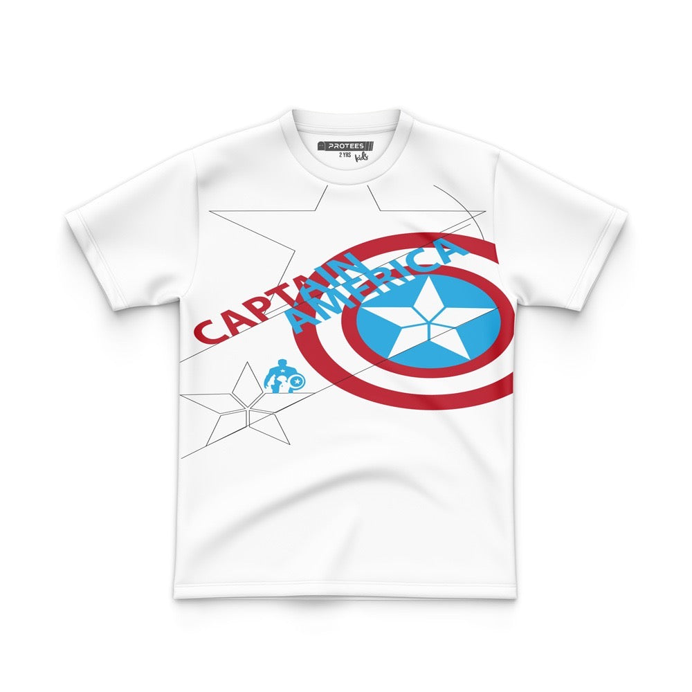 JUNIOR COTTON WHITE CAPTAIN AMERICA TEE